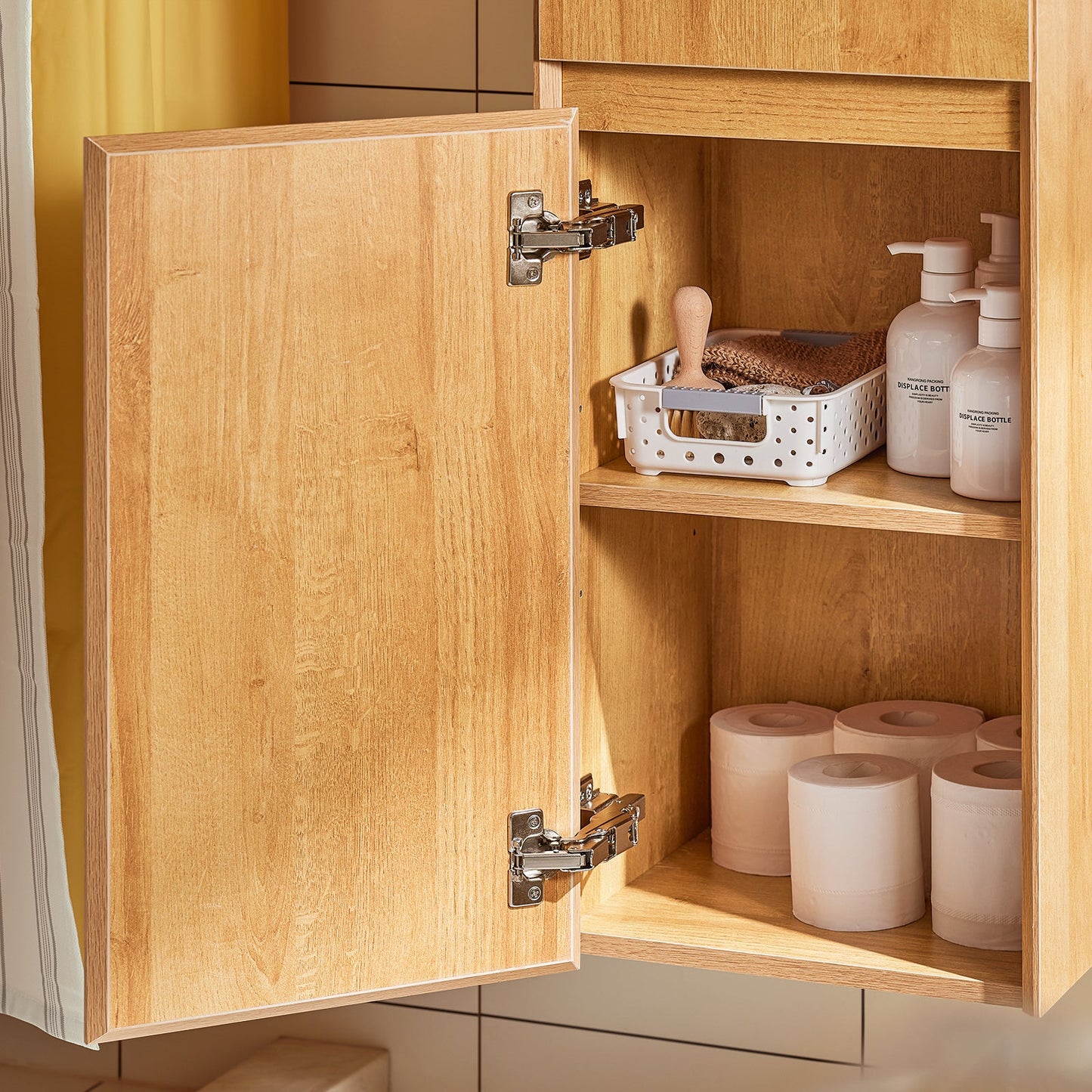 SoBuy BZR175-N Hoge Smalle Badkamerkast, Hangend Opbergmeubel, Naturel, 35 x 120 x 30 cm