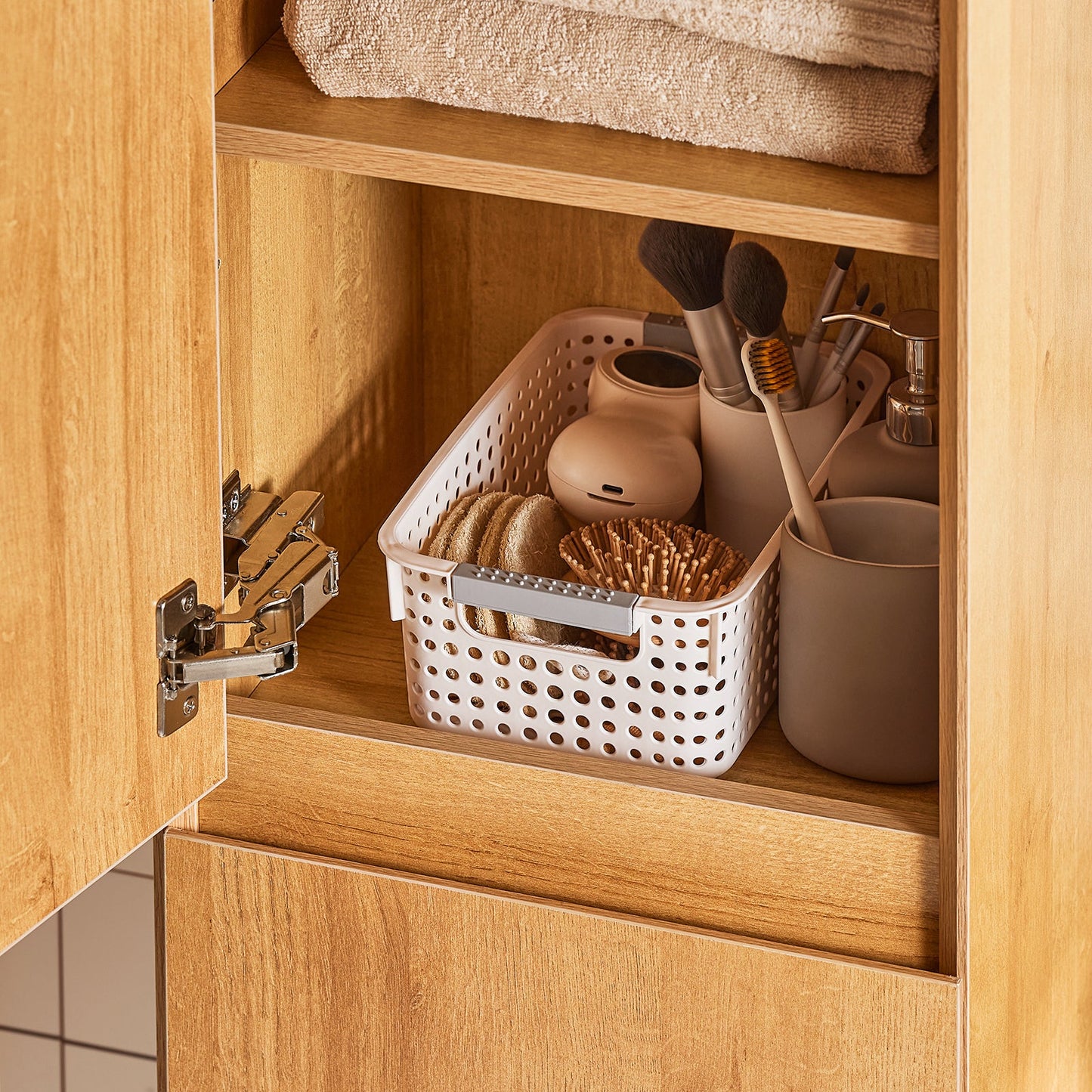 SoBuy BZR175-N Hoge Smalle Badkamerkast, Hangend Opbergmeubel, Naturel, 35 x 120 x 30 cm