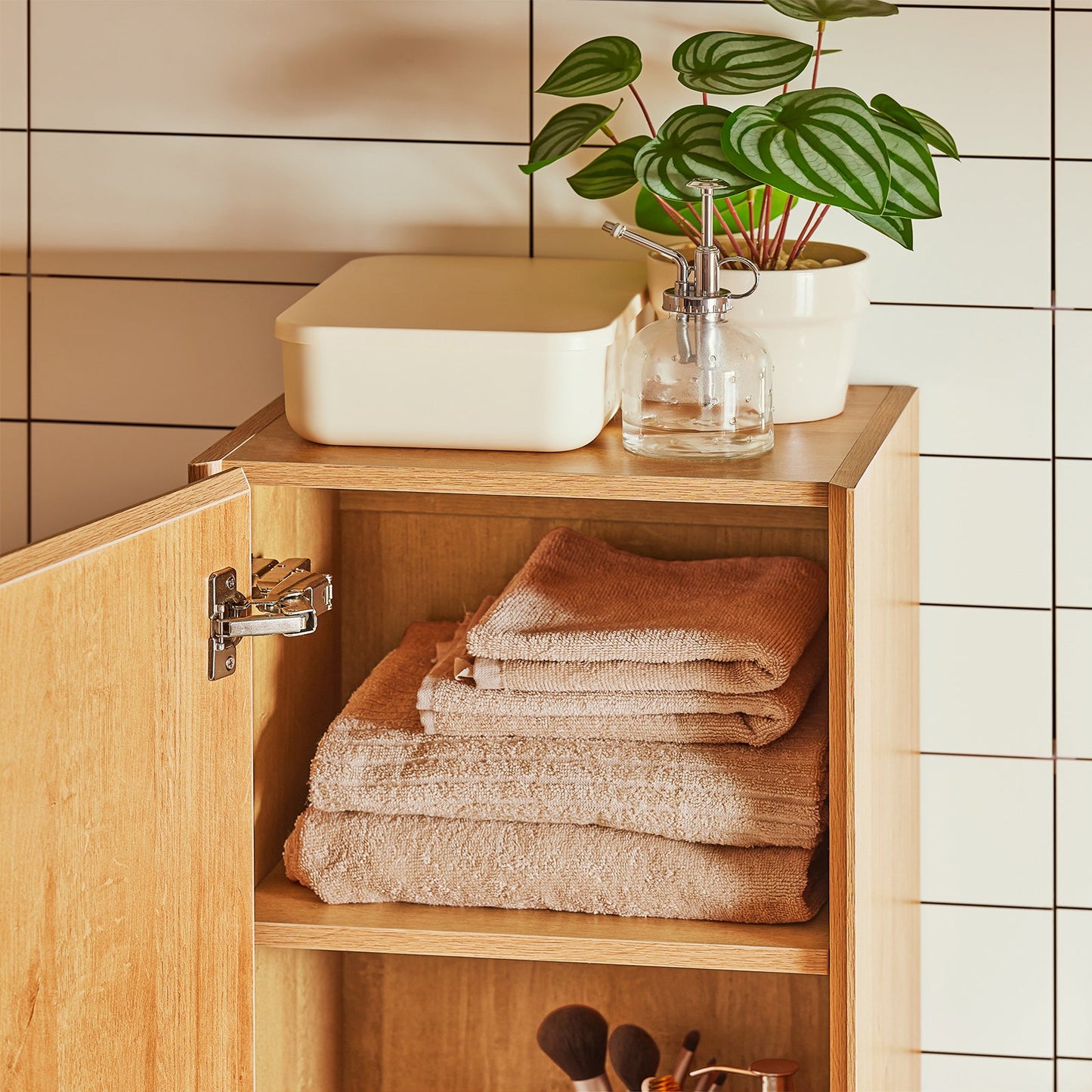 SoBuy BZR175-N Hoge Smalle Badkamerkast, Hangend Opbergmeubel, Naturel, 35 x 120 x 30 cm