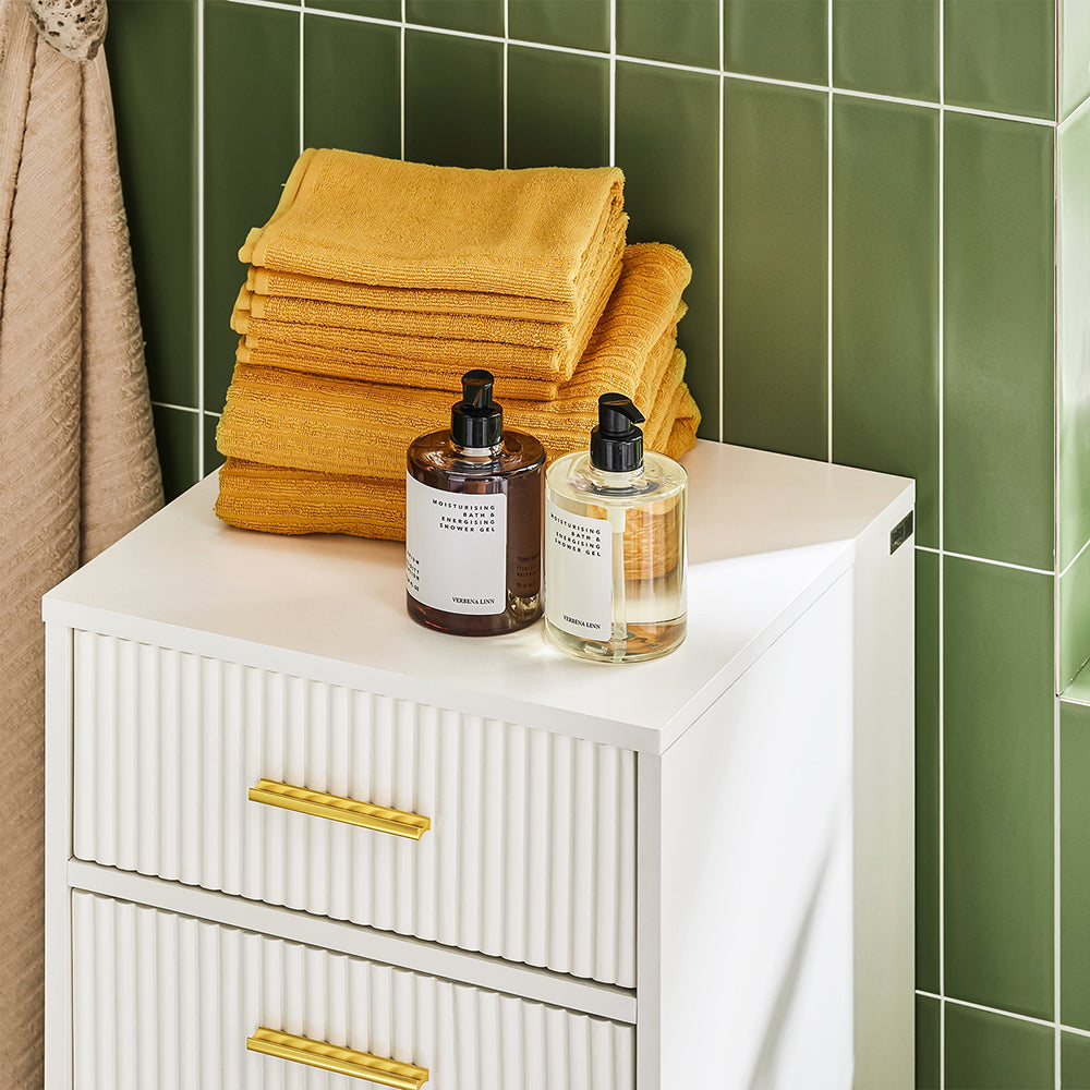 SoBuy Badkamerkast – Incl. Lade & Uitneembare Wasmand – max. 24 kg – 40 x 40 x 95 cm – Wit