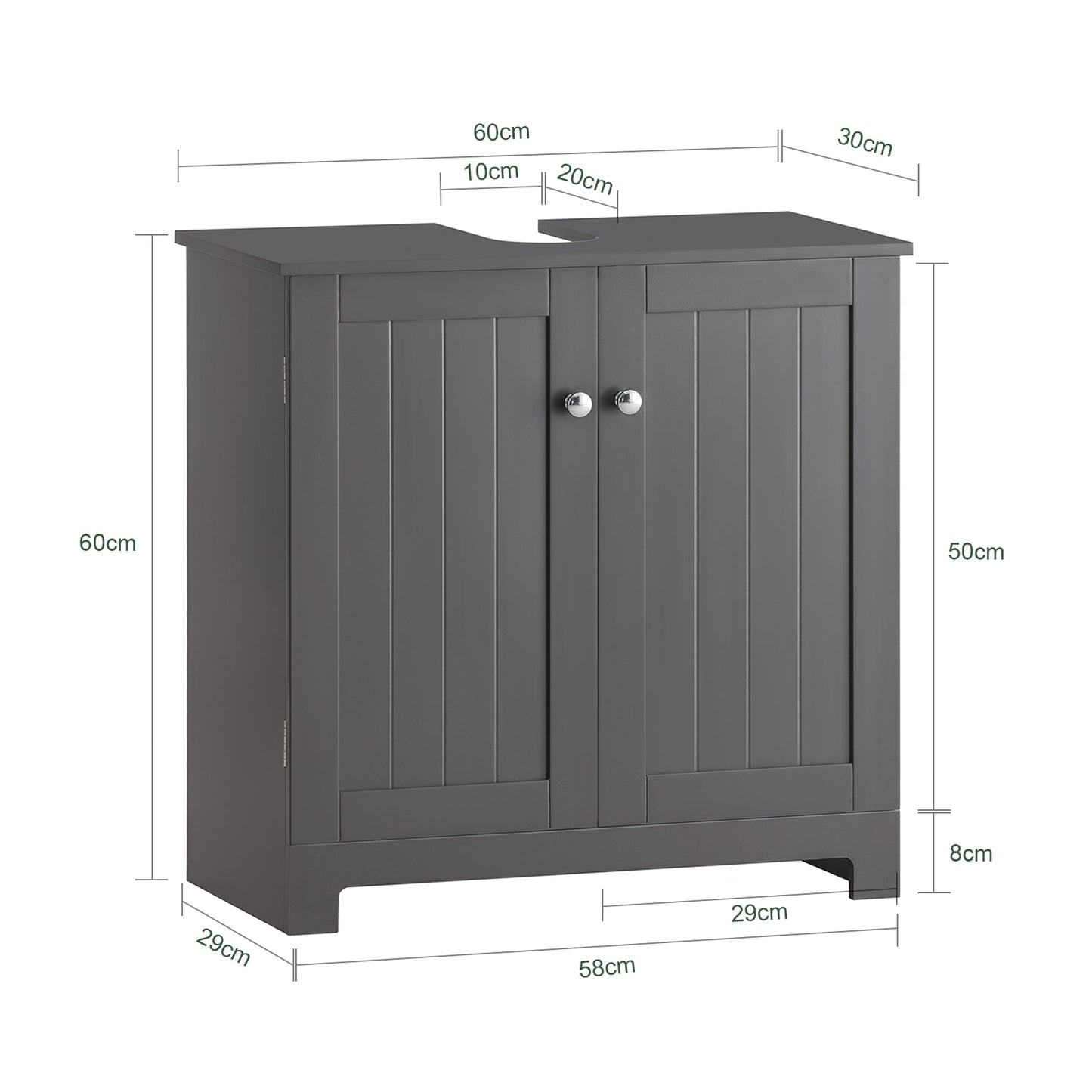 SoBuy 2-Laags opbergkast - 60 X 29 X 60cm - Grijs