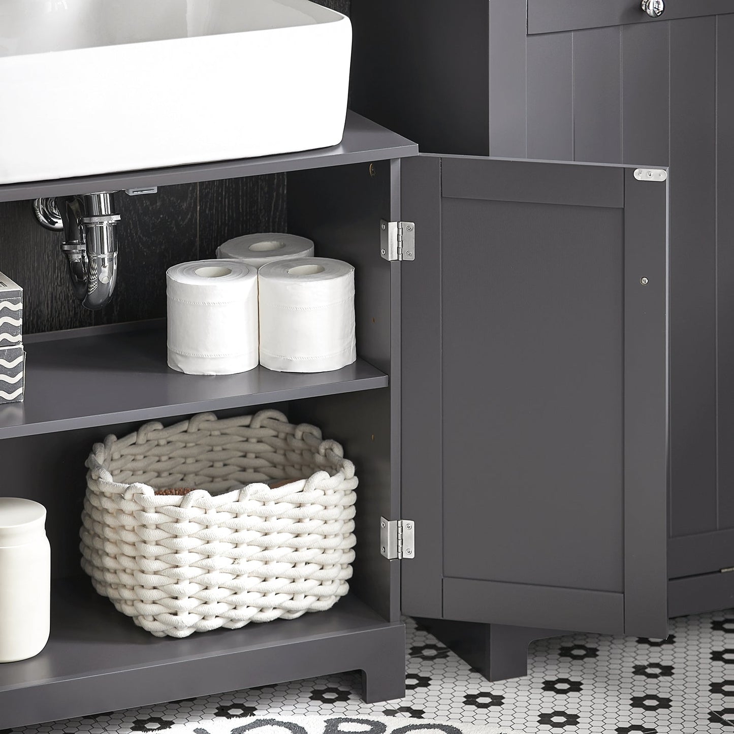 SoBuy 2-Laags opbergkast - 60 X 29 X 60cm - Grijs