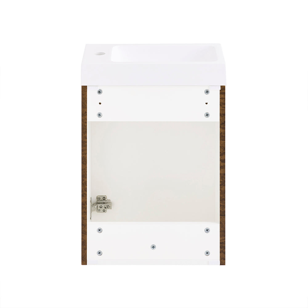 SoBuy BZR197-N Badkamermeubel met Wastafel 40x22x56 cm - Donker Hout met Witte Wastafel