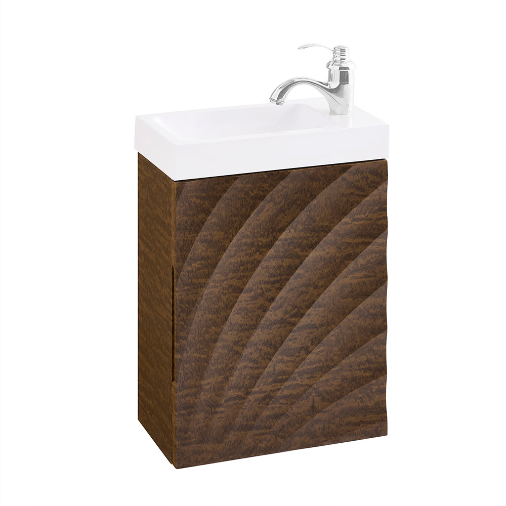 SoBuy BZR197-N Badkamermeubel met Wastafel 40x22x56 cm - Donker Hout met Witte Wastafel