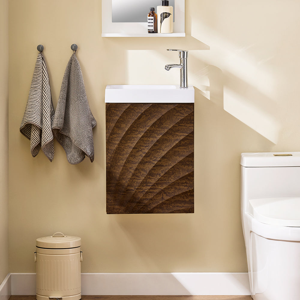 SoBuy BZR197-N Badkamermeubel met Wastafel 40x22x56 cm - Donker Hout met Witte Wastafel