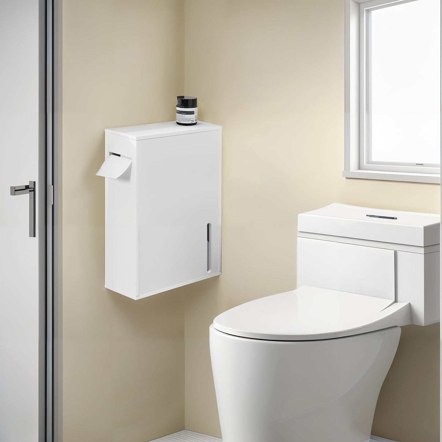 sobuy Toiletpapierhouder Opbergkast - Wit - 14 × 30 × 42 cm - Muurbevestigd