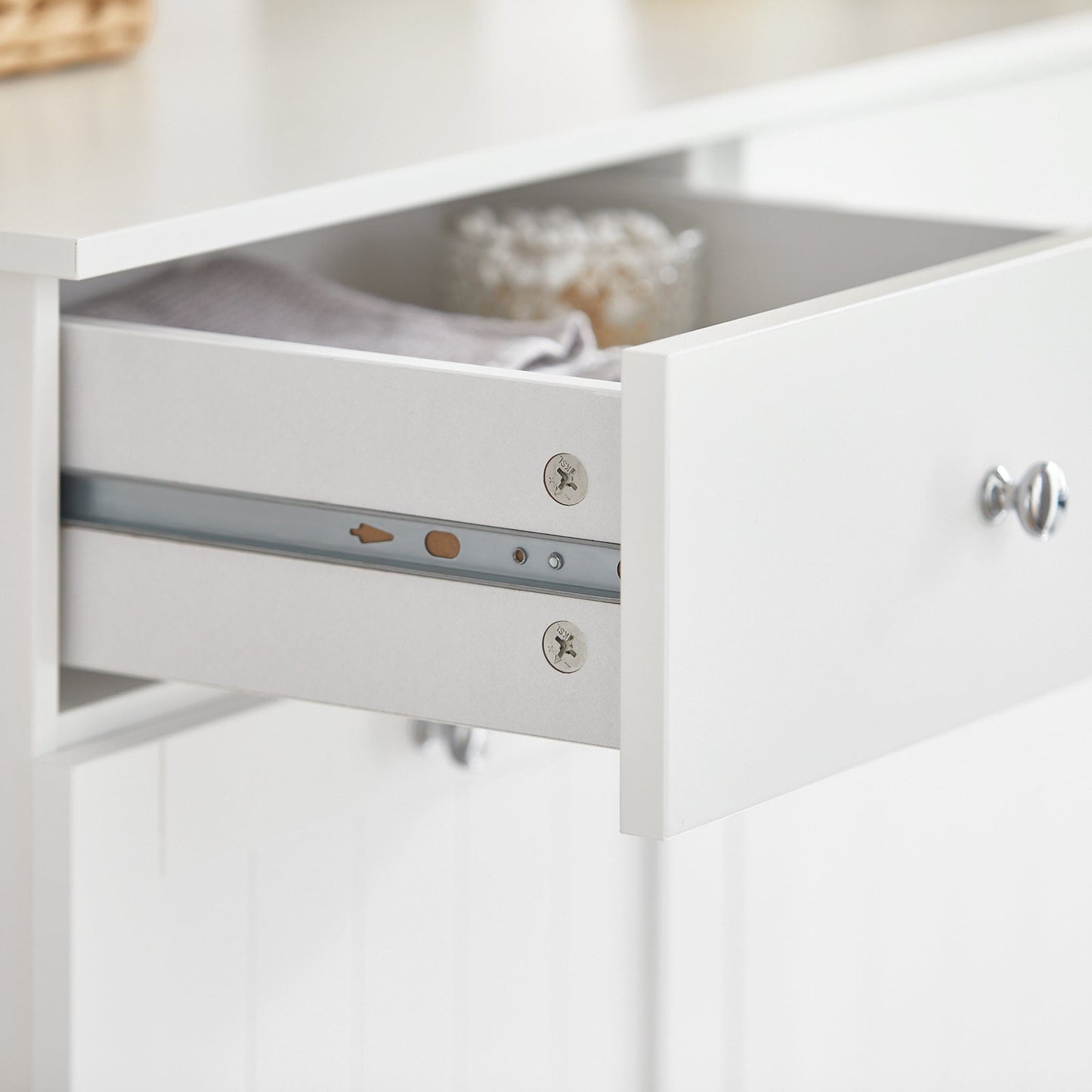 SoBuy BZR33-II-W Badkamerkast Met 2 Lades - 2 Verwijderbare Wasmanden – Modern Design – Wit – 78x38x90 cm