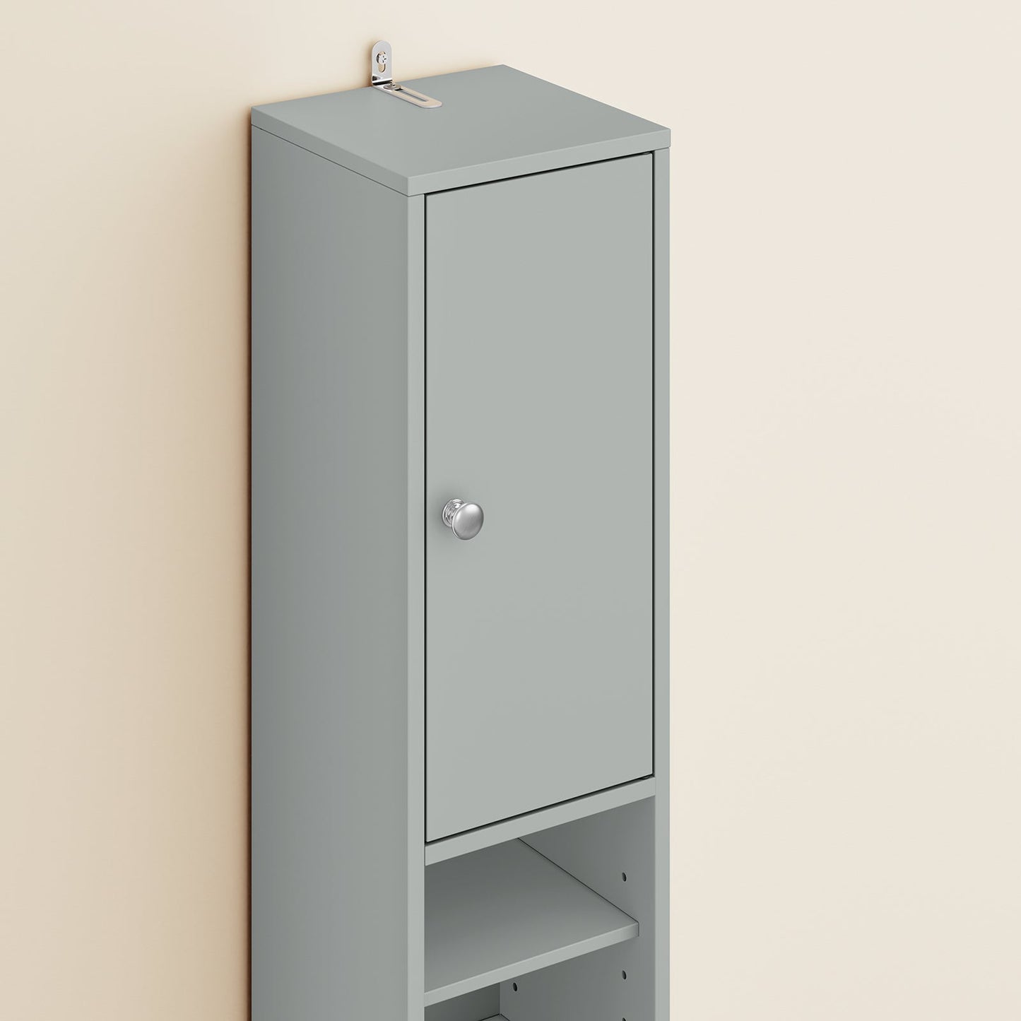 SoBuy BZR34-II-HG Hoge Badkamerkast - Smal Vrijstaand Badkamermeubel - Waterbestendig MDF - 20x20x180 cm - Grijs