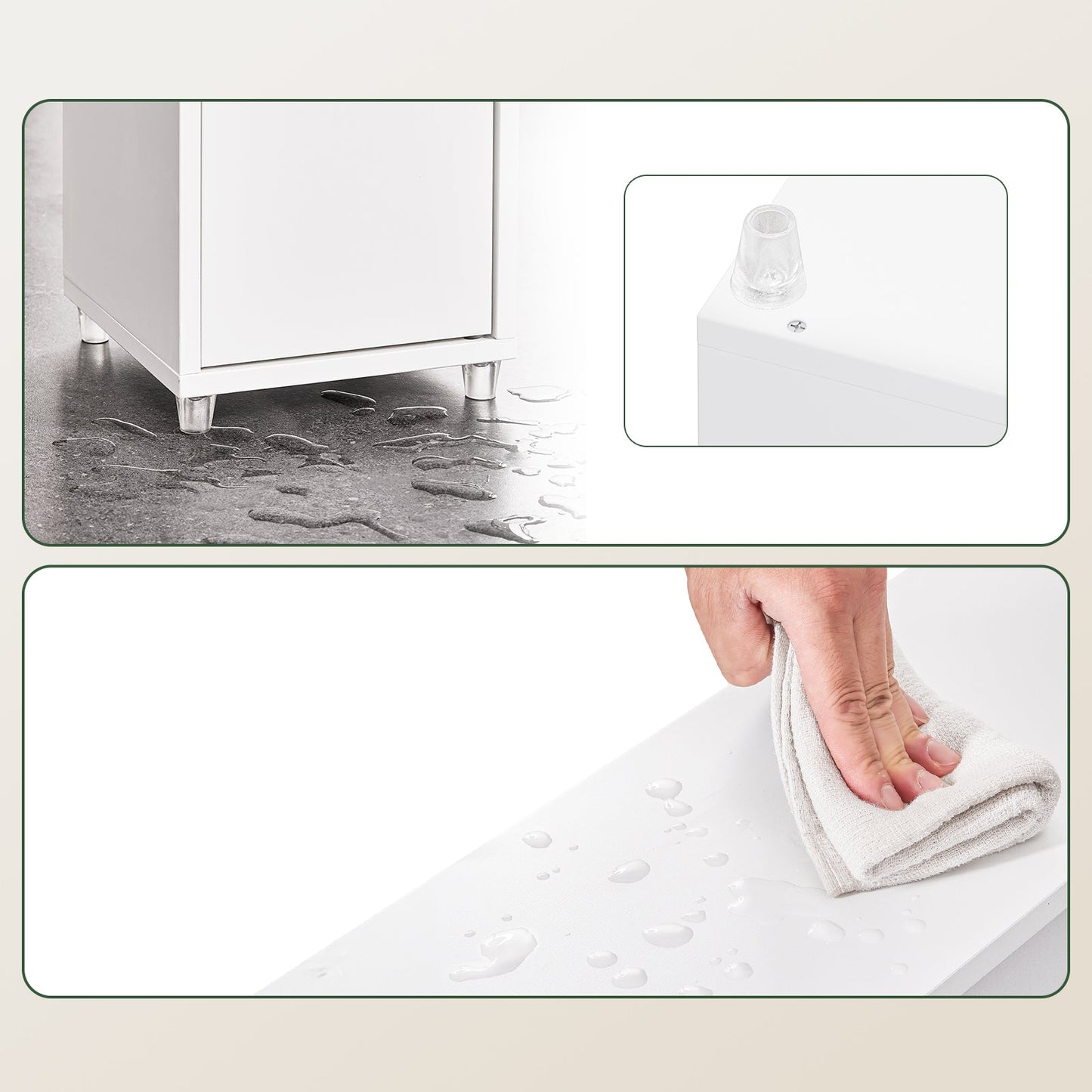 SoBuy Hoge Smalle Badkamerkast BZR34-II-W – Vrijstaand – Wit – 20 x 20 x 180 cm