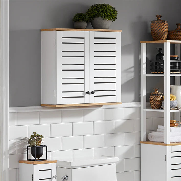 SoBuy Wandkast - Hangkast voor in de Badkamer - Wit - 60x56x19cm - BZR42-W