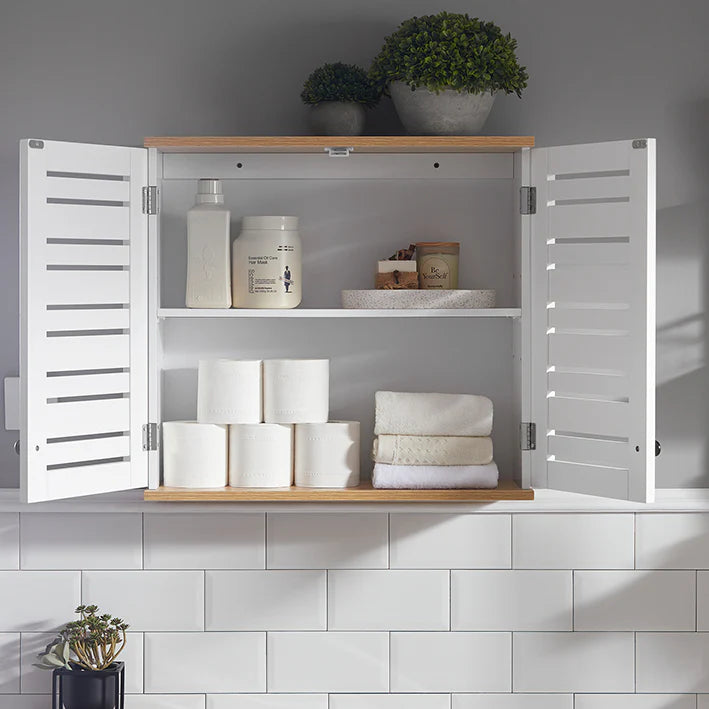 SoBuy Wandkast - Hangkast voor in de Badkamer - Wit - 60x56x19cm - BZR42-W