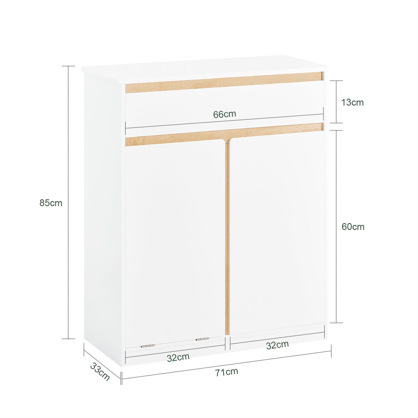 SoBuy Onderkast Badkamer – Met Lade & Uitneembare Waszak – 71 x 33 x 85 cm – Wit