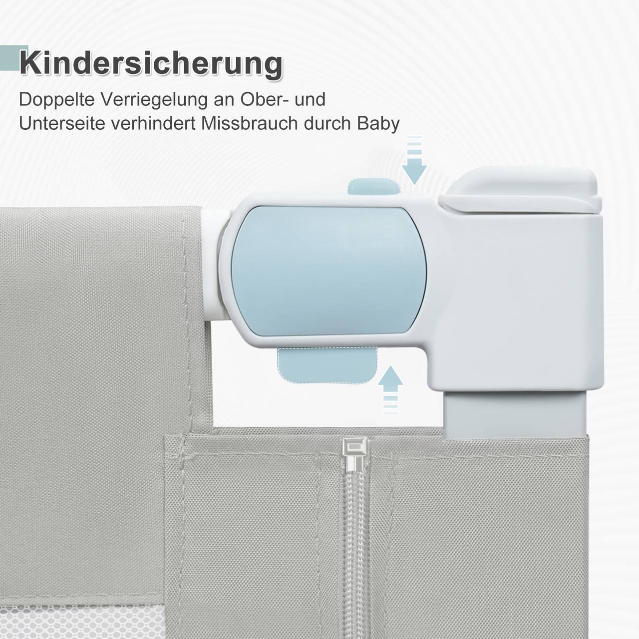 WOLTU Bedhek - bedhek voor kinderen - baby -150/180/200 x 69-87 x 30 cm oxford stof metaal - Lichtgrijs