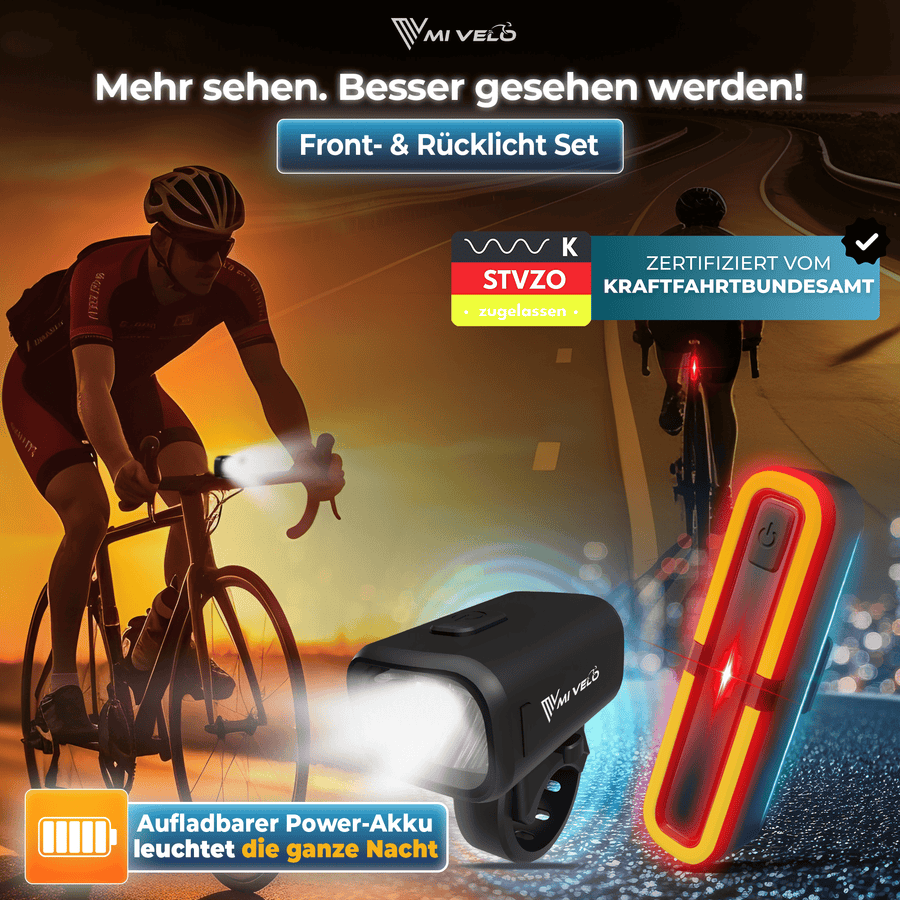 MiVelo Mv-spark fietslamp set - StVZO - USB C oplaadbaar - IPX5 waterdicht - Spark Ultimate