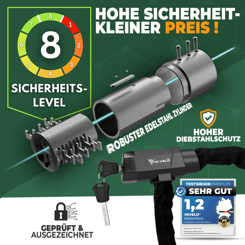 Fietsketting Slot 6mm Gehard Staal – 90cm – Met Sleutelslot – Anti Diefstal Fiets Slot
