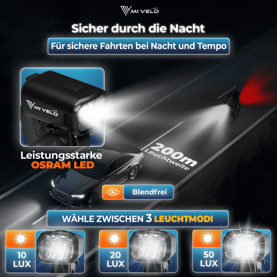 MiVelo Mv-spark fietslamp set - StVZO - USB C oplaadbaar - IPX5 waterdicht - Spark Ultimate
