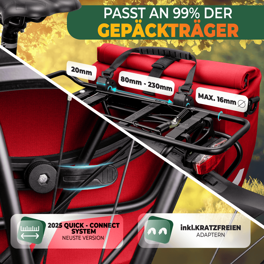 MIVELO Fietstas – Waterdicht & Incl. Schouderband – 20 liter – 50 x 31 x 14 cm – Rood