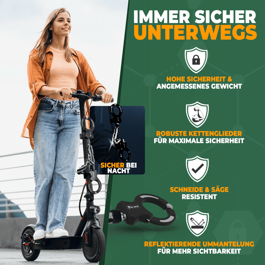 MIVELO Handboeienslot voor e-scooters & fietsen - Zwart - 30 x 5 x 2 cm