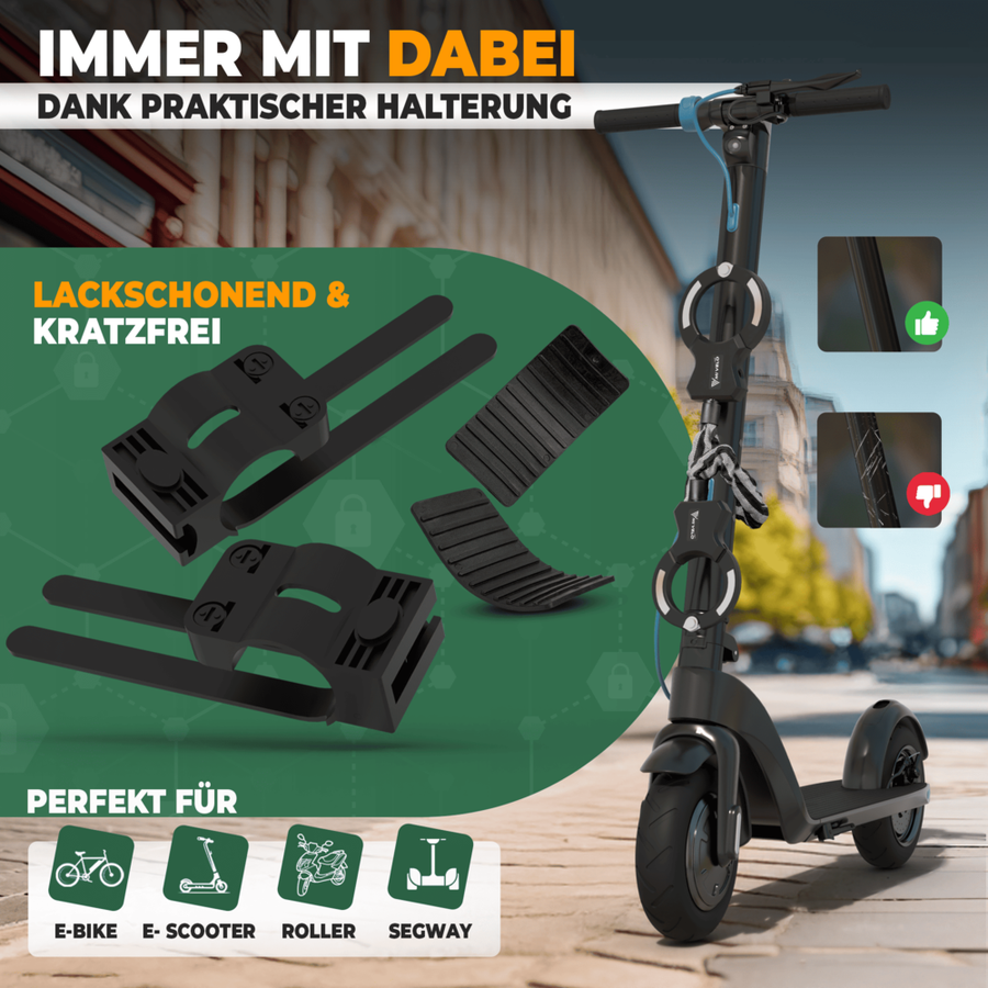 MIVELO Handboeienslot voor e-scooters & fietsen - Zwart - 30 x 5 x 2 cm