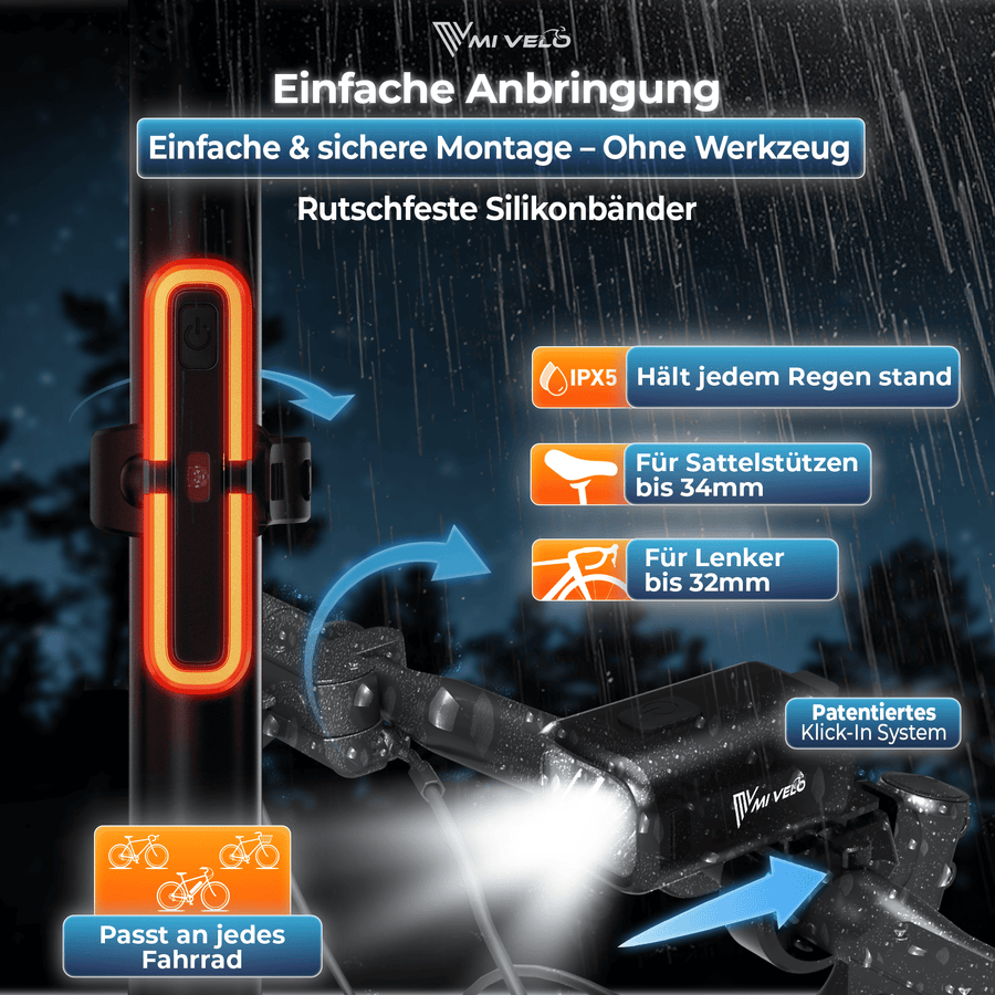 MiVelo Mv-spark fietslamp set - StVZO - USB C oplaadbaar - IPX5 waterdicht - Spark Ultimate