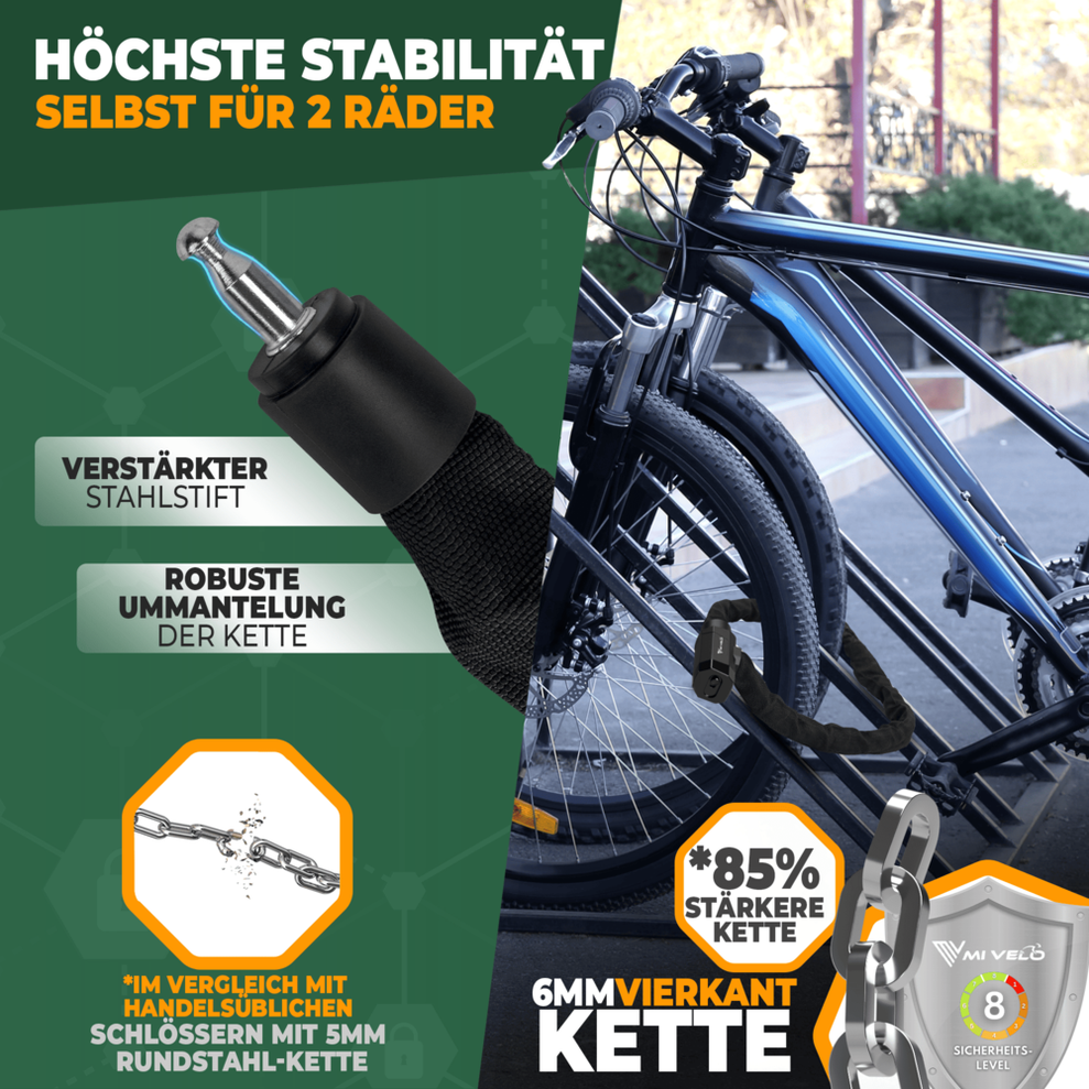 Fietsketting Slot 6mm Gehard Staal – 90cm – Met Sleutelslot – Anti Diefstal Fiets Slot