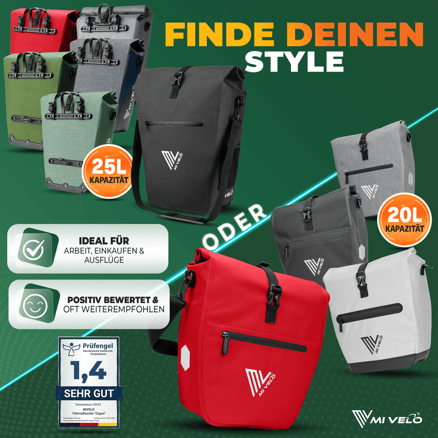 MIVELO Fietstas – Waterdicht & Incl. Schouderband – 20 liter – 50 x 31 x 14 cm – Rood