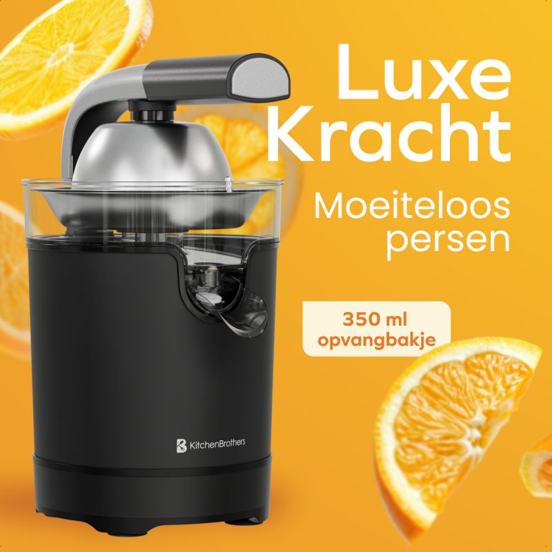 LEBENLANG Elektrische Sinaasappelpers 600 W - Zwart, 20 x 20 x 31 cm, Roestvrij Staal, Incl. Hendelarm