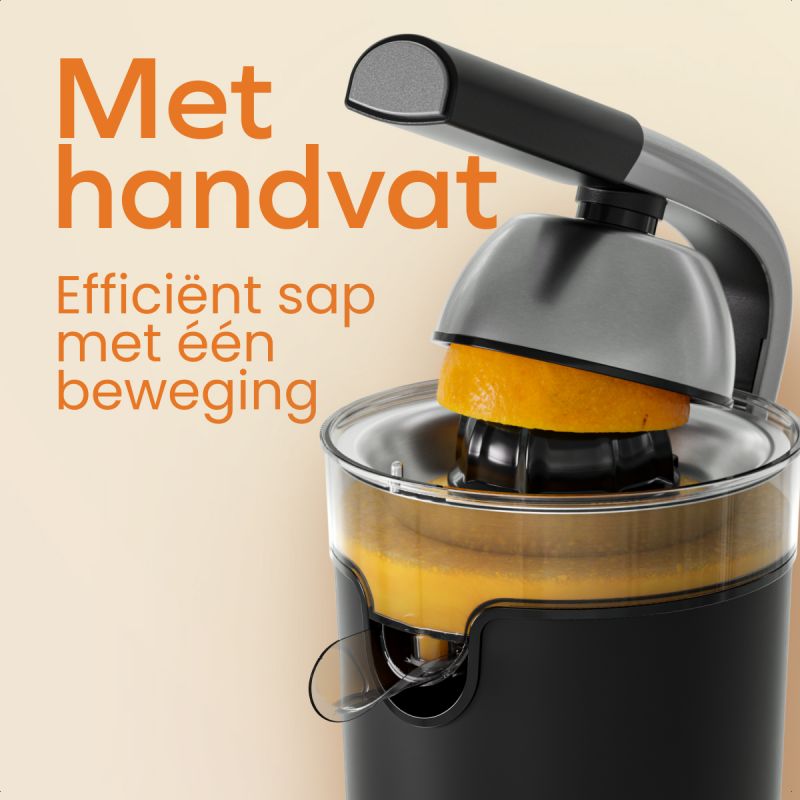 LEBENLANG Elektrische Sinaasappelpers 600 W - Zwart, 20 x 20 x 31 cm, Roestvrij Staal, Incl. Hendelarm