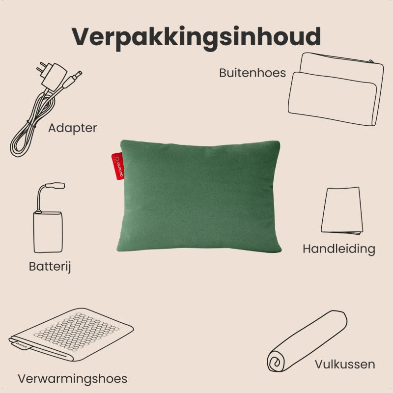 AURONIC Warmtekussen Classic – 45×60 cm – Infrarood Warmte – 3 Warmtestanden – Extra Groot & Zacht – Oplaadbaar – Pastelgroen