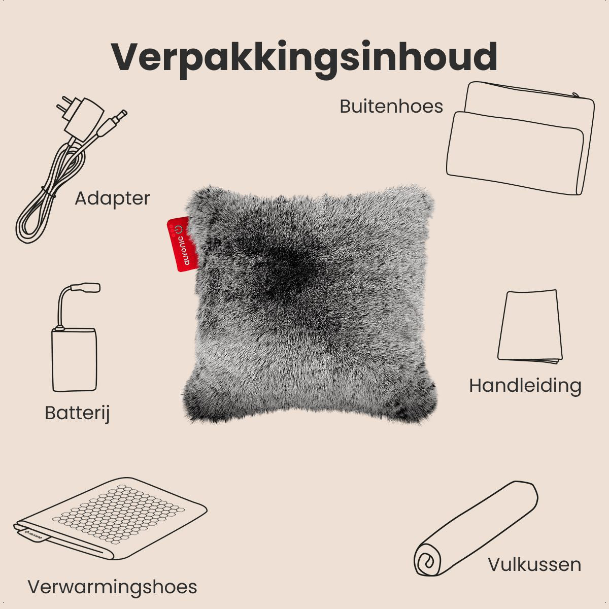 Warmtekussen Teddy - 45x45 - Grijs
