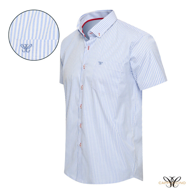 Cappuccino Bronte shirt streepjes Lichtblauw - Maat L