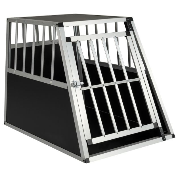 Coast Hondkennel - Aluminium - 91 x 65 x 69,5 cm - Transportkoffer - Scheidingswand - Trapezium - Zilver & Zwart