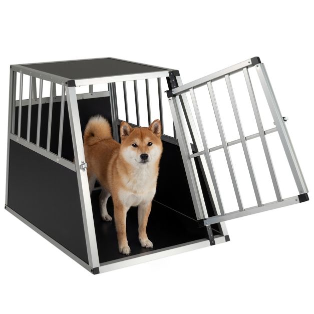 Coast Hondkennel - Aluminium - 91 x 65 x 69,5 cm - Transportkoffer - Scheidingswand - Trapezium - Zilver & Zwart