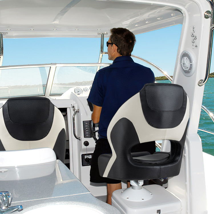 Coast Kuipstoel voor Boot - PVC-Leer - Ergonomisch - Max. 150 kg - 56 x 70 x 62 cm - Zwart / Wit