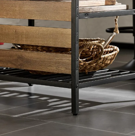 SoBuy Wandtafel - Met 2 Laden en 3 Planken -Max. 105 kg - Industrieel - 120 x 45 x 91 cm