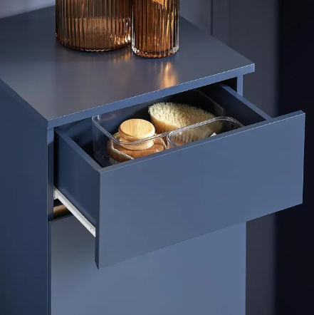 SoBuy Badkamerkast met 1 lade - Incl. 1 uitneembare wasmand - 40x40x96 cm - Max. 25Kg - Blauw