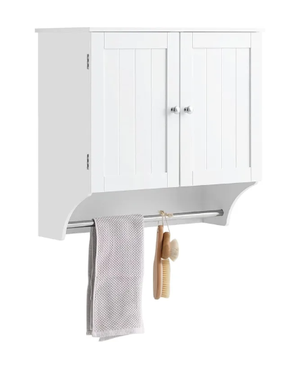 SoBuy Badkamer opberkast met 2 deuren en 2 verstelbare planken - 60x30x60 cm - Max. 25KG - Wit