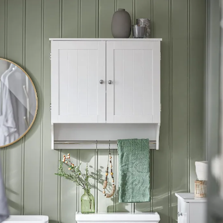 SoBuy Badkamer opberkast met 2 deuren en 2 verstelbare planken - 60x30x60 cm - Max. 25KG - Wit
