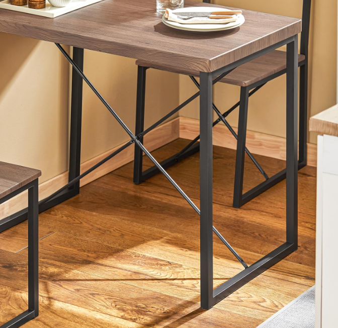 SoBuy Bistroset - 3 Delig - 2 stoelen - Keukentafel - Industriële Look - OGT19-N - Houtkleur