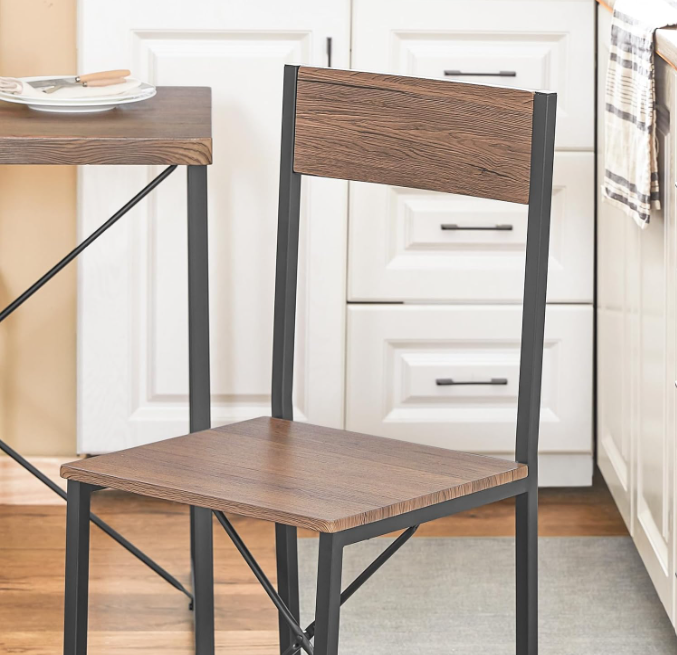SoBuy Bistroset - 3 Delig - 2 stoelen - Keukentafel - Industriële Look - OGT19-N - Houtkleur