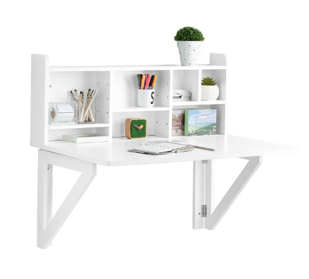 SoBuy Bureau Opklapbaar - Wandmontage - Max. 48 kg - 90 x 78 x 60 cm - Wit