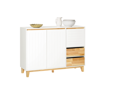 SoBuy Dressoir - 2 Kasten en 3 Lades - Max. 60 kg - 120 x 40 x 90 cm - Wit / Naturel