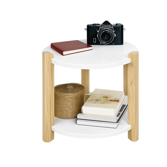 SoBuy Bijzettafel - Hout - Ø31 cm - Wit