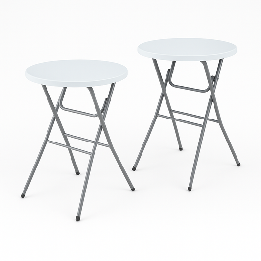 Garten Statafel – Set van 2 – Opklapbaar - stevig - Weersbestendig – Ø80 x 110 cm – Wit