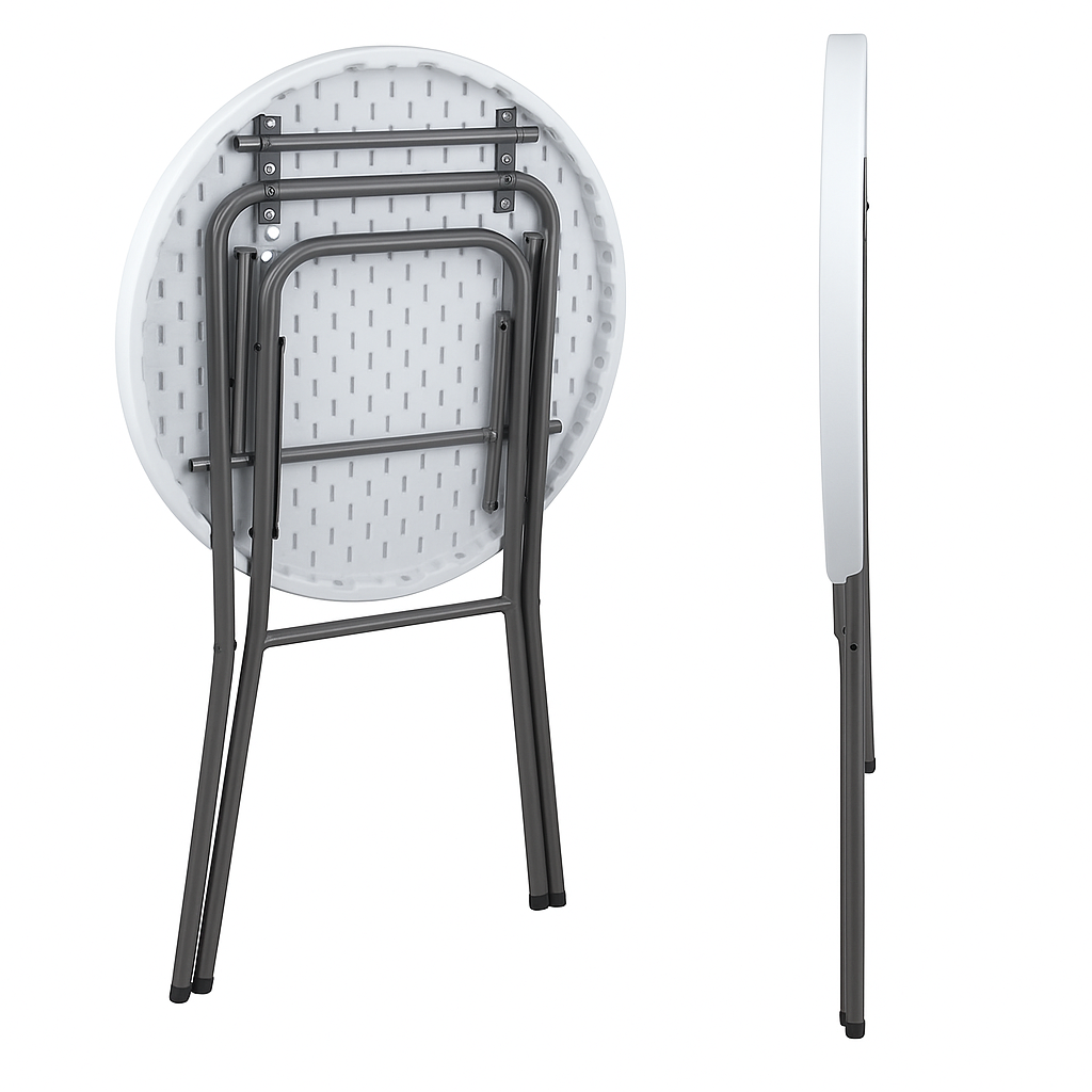 Garten Statafel – Set van 2 – Opklapbaar - stevig - Weersbestendig – Ø80 x 110 cm – Wit