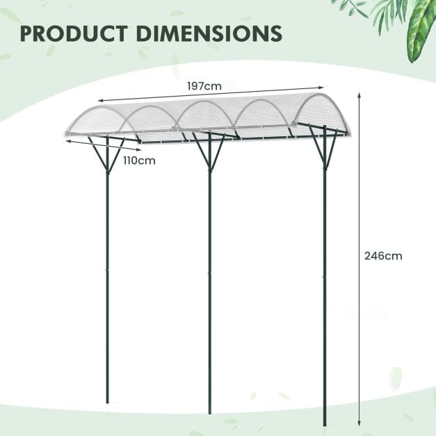 Coast Plantenklimrek Zwart/Wit Met PVC Overkapping en Metalen Frame 197 x 110 x 246 cm