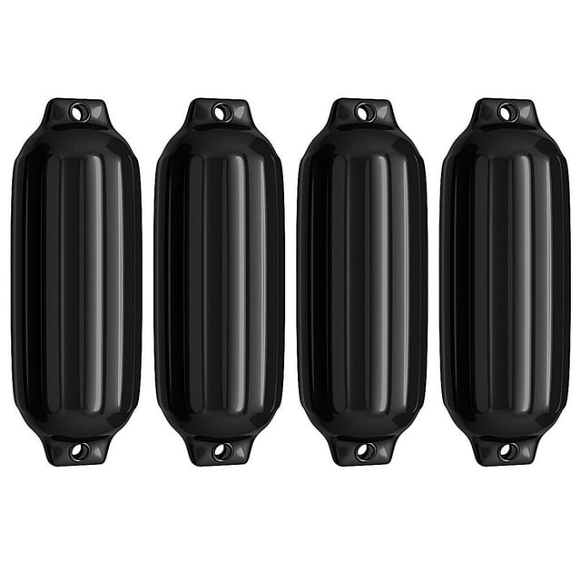 4 Geribbelde Marine 8.5''X 27''Boot Spatbord Vinyl Bumper Dock Shield Stevig Zwart
