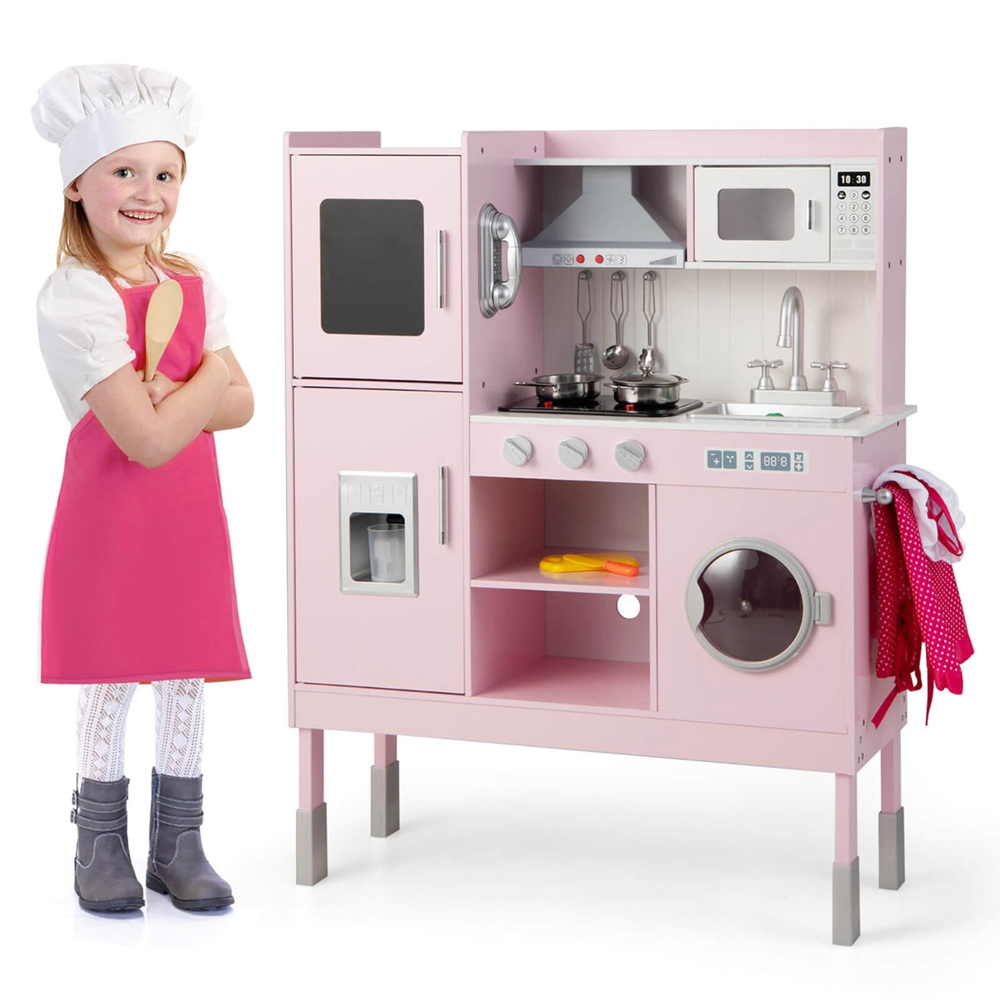 Coast Kinderkeuken met 16 spelaccessoires voor kinderen van 3 jaar 83 x 29 x 103 cm roze