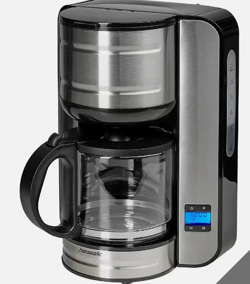 Hanseatic Filterkoffiemachine 65387802 – Zwart/Zilver – 1,6 Liter – 12 Kopjes – 25 x 26 x 33 cm