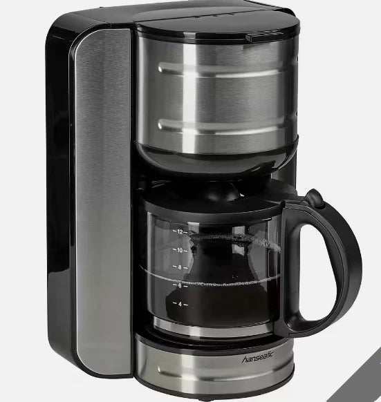 Hanseatic Filterkoffiemachine 65387802 – Zwart/Zilver – 1,6 Liter – 12 Kopjes – 25 x 26 x 33 cm